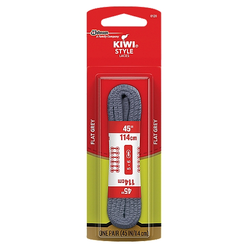 KIWI Flat Laces, Gray, 45 in, 1 pair