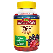 Nature Made Extra Strength Mixed Berry Zinc Gummies Dietary Supplement, 30 mg, 60 count
