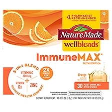 Nature Made Wellblends ImmuneMax Orange Fizzy Drink Mix Dietary Supplement, 0.39 oz, 30 count