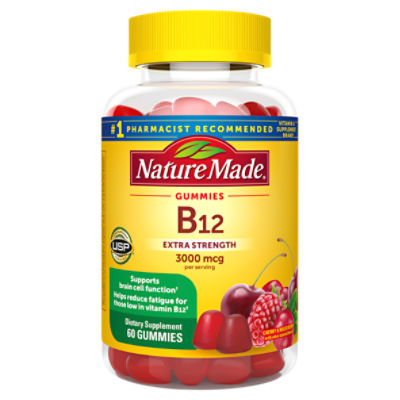 Nature Made Gummies B12 Extra Strength Cherry & Mixed Berry Dietary Supplement, 60 count