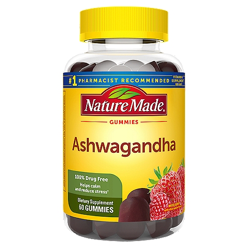 Nature Made Ashwagandha Mixed Berry Gummies Dietary Supplement, 60 count