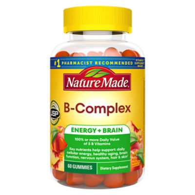 Nature Made B-Complex Energy + Brain Peach Flavor Dietary Supplement, 60 Count