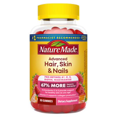 Nature Made Advanced Hair, Skin & Nails Strawberry Dietary Supplement, 80 Count