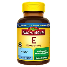 Nature Made Vitamin E 450 mg (1000 IU) dl-Alpha, Softgels, 60 Each