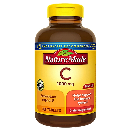 Nature Made Vitamin C 1000 mg Tablets, 300 Count Value Size
Antioxidant support†
Helps support the immune system†
†These statements have not been evaluated by the Food and Drug Administration. This product is not intended to diagnose, treat, cure, or prevent any disease.