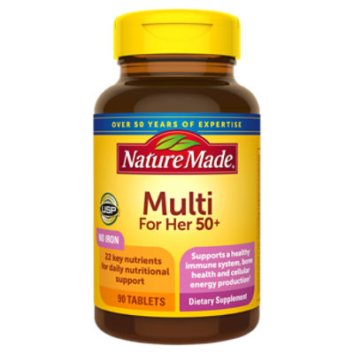 Nature Made Multivitamin For Her 50+ Tablets with No Iron, 90 Count