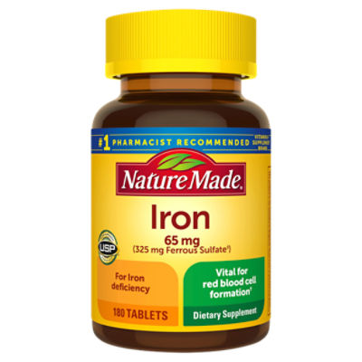 Nature Made Iron 65 mg (from Ferrous Sulfate) Tablets, 180 Count