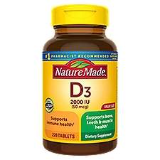 Nature Made D3 Tablets Value Size, 50 mcg (2000 IU), 220 count
