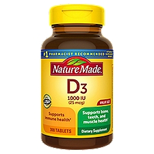 Nature Made Vitamin D3 1000 IU (25 mcg) Tablets, 300 Count Value Size