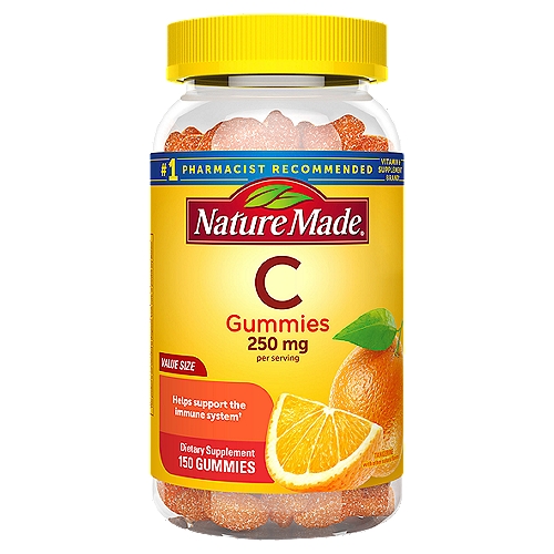 Nature Made Vitamin C Gummies 250 mg, 150 Count Value Size, For Immune Support
Dietary Supplement

Helps support the immune system†
†This statement has not been evaluated by the Food and Drug Administration.
This product is not intended to diagnose, treat, cure, or prevent any disease.