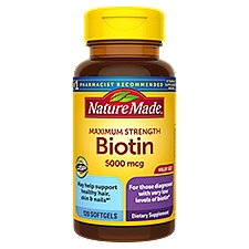 Nature Made Maximum Strength Biotin 5000 mcg, Softgels, 120 Each