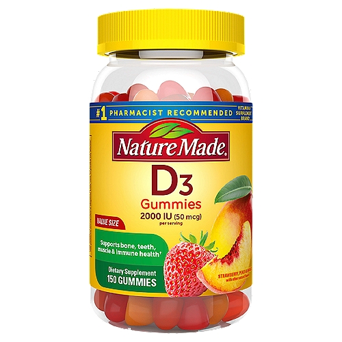 Nature Made Vitamin D3 2000 IU (50 mcg) Gummies, 150 Count Value Size