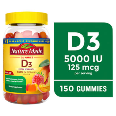 Nature Made D3 Strawberry, Peach & Mango Dietary Supplement Value Size, 150 Count