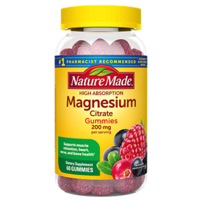 Nature Made High Absorption Magnesium Citrate 200mg Gummies, 60 Count