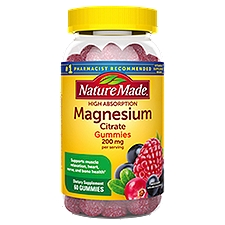 Nature Made High Absorption Magnesium Citrate 200mg Gummies, 60 Count