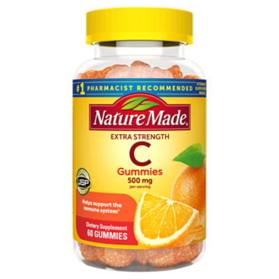 Nature Made Extra Strength C Tangerine Gummies Dietary Supplement, 500 mg, 60 count