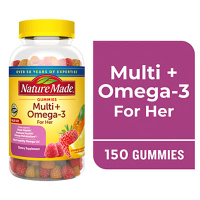 Nature Made Women Multi + Omega-3 Strawberry, Lemon & Orange Dietary Supplement, 150 Count