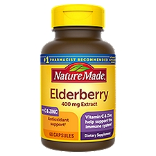Nature Made Black Elderberry Capsules with Vitamin C and Zinc, 60 Each