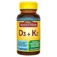 Nature Made D3 + K2 Softgels Dietary Supplement, 30 count