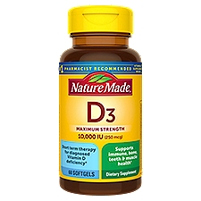 Nature Made D3 Maximum Strength Dietary Supplement, 10,000 IU (250 mcg), 60 count