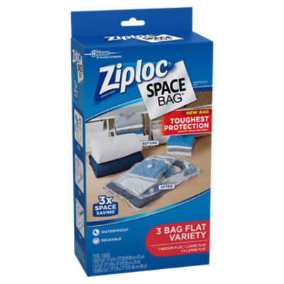 Ziploc Space Bag 3ct Combo Pack (1 Medium Flat, 1 Large Flat, 1