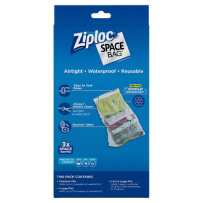 Ziploc Space Bag 3ct Combo Pack (1 Medium Flat, 1 Large Flat, 1 XL Flat)