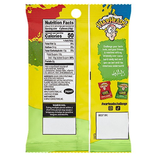 Warheads Extreme Sour Hard Candy 2 Oz