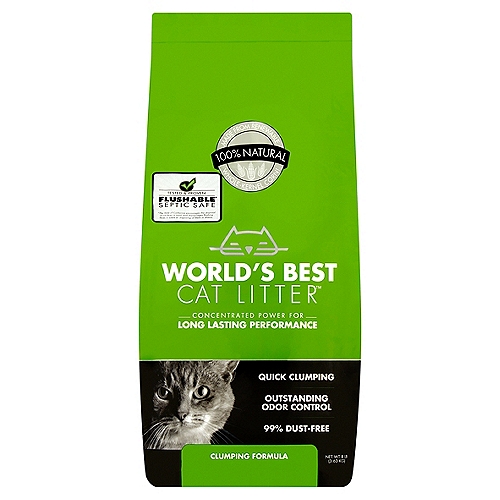 World's Best Cat Litter™ Original Unscented, 8 lb
Smell Less. Clean Less. Buy Less.*
*As compared to the leading U.S. brand and based on third-party testing.

Try It Because It Lasts.
Use It Because It's Safe.
Love It Because It Gives Back.

With outstanding odor control and tight clumping ability, this formula is ideal for homes with 1 or 2 cats.

Use Less & Get More
How Long Does One Bag Last?
1 cat = 38+ days
2 cats = 19+ days
3 cats = 12+ days
Calculated based on average size cats. Results may vary.

The #1 Natural Cat Litter
Made from Whole-Kernel Corn
The Long-Lasting Power of Corn
Why settle for clay? World's Best Cat Litter™ compresses corn into super-absorbent granules that trap odor and simplify cleanup with quick-clumping action. The result is a long-lasting solution that allows you to smell less, clean less and buy less!

World's Best Cat Litter™ Original Unscented, 8 lb