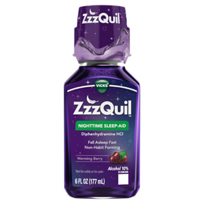 VICKS ZzzQuil Warming Berry Nighttime SleepAid Liquid, 6 fl oz