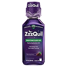 VICKS ZzzQuil Warming Berry Nighttime Sleep-Aid, Liquid, 12 Fluid ounce