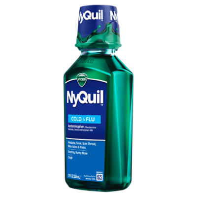 VICKS NyQuil Cold & Flu Nighttime Relief Liquid, 12 fl oz - Fairway