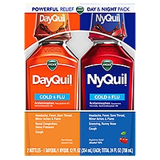 Vicks DayQuil & NyQuil Cold & Flu Liquid, 12 fl oz, 2 count