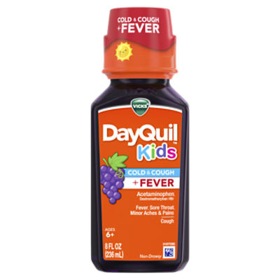 Vicks DayQuil Kids Cold & Cough + Fever Liquid, 6+ Ages, 8 fl oz