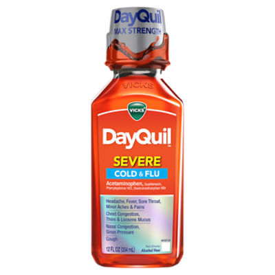 VICKS DayQuil Severe Cold & Flu Non-Drowsy Liquid, 12 fl oz