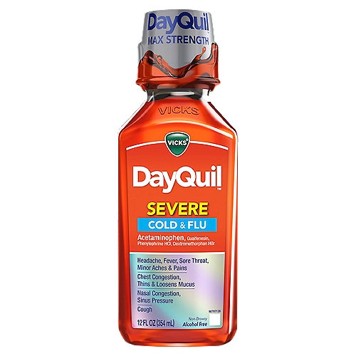 VICKS DayQuil Severe Cold & Flu Non-Drowsy Liquid, 12 fl oz