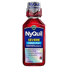NyQuil Severe Cold & Flu Berry Flavor, Nighttime Relief Liquid, 12 Fluid ounce