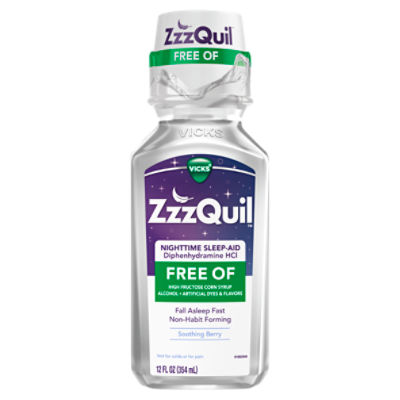 VICKS ZzzQuil Soothing Berry Nighttime Sleep-Aid Liquid, 12 fl oz, 12 Fluid ounce