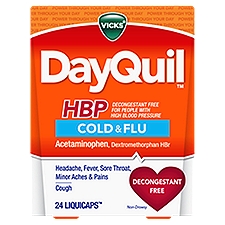 VICKS DayQuil HBP Non-Drowsy Cold & Flu, LiquiCaps, 24 Each