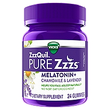 VICKS ZzzQuil Pure Zzzs Melatonin + Chamomile & Lavender, Dietary Supplement, 24 Each