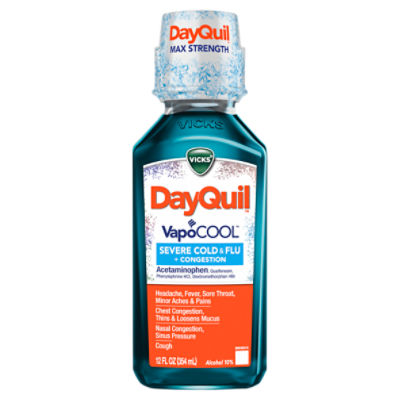 Vicks DayQuil VapoCool Severe Cold & Flu + Congestion Liquid, 12 fl oz , 12 Fluid ounce