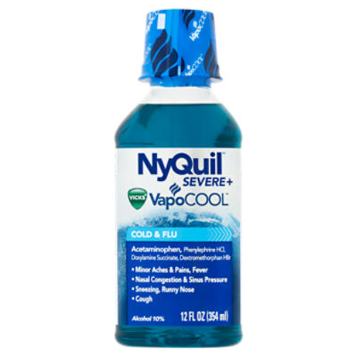 Vicks NyQuil VapoCool Severe Cold & Flu + Congestion Liquid, 12 fl oz