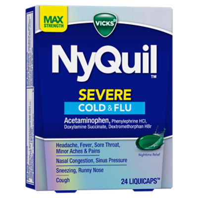 VICKS NyQuil Severe Max Strength Cold & Flu Nighttime Relief LiquiCaps