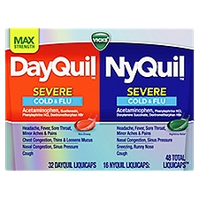 Vicks DayQuil & NyQuil Max Strength Severe Cold & Flu, LiquiCaps, 48 Each