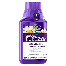 ZzzQuil Pure Zzzs Liquid, Wildberry Vanilla Flavor Melatonin + Chamomile & Lavender, 8 Fluid ounce