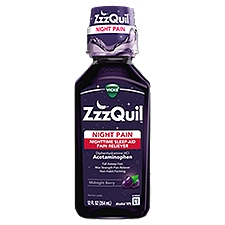 VICKS ZzzQuil Night Pain Nighttime Sleep-Aid Midnight Berry Pain Reliever, 12 fl oz
