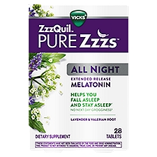 VICKS ZzzQuil Pure Zzzs All Night Lavender & Valerian Root Dietary Supplement, 28 count