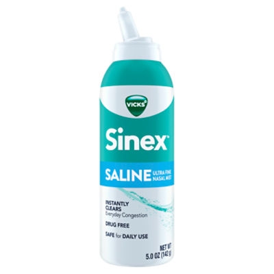 Vicks Sinex SALINE Nasal Spray, Drug Free Ultra Fine Mist, Clear Everyday Sinus Congestion Fast, Clear Mucus from a Cold or Allergy, Daily Use 5.0 fl oz, 5 Fluid ounce