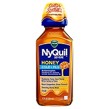 Vicks NyQuil Severe Honey Cold & Flu Nighttime Relief Liquid, 12 fl oz