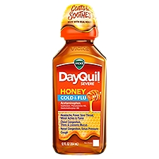 Vicks DayQuil Liquid, Severe Honey Flavor Cold & Flu, 12 Fluid ounce