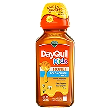 VICKS DayQuil Kids Honey Cold & Cough + Mucus Liquid, Ages 6+, 8 fl oz
